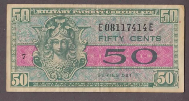 US MPC Military Payment Certificate 50 Cents Note series 521