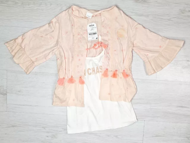 Camicia top camicetta da ragazza NEXT 2 pezzi età 6 anni nuova con etichette gilet camicia serbatoio H116 cm 2