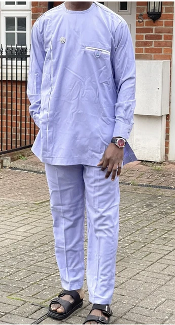Abbigliamento uomo africano set 2 pezzi maniche lunghe vita media tradizionale 36