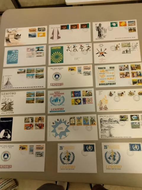 Lesotho Used Lot of 18 1st Day Covers from 1969 to 1975