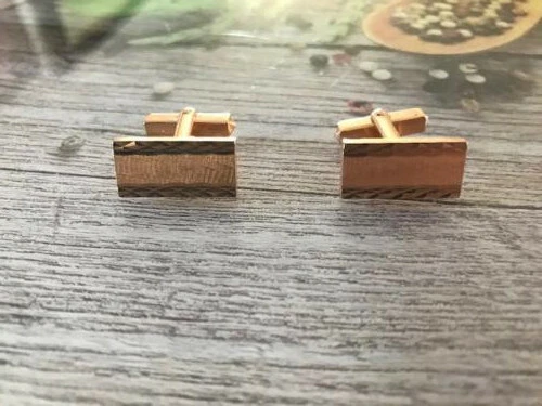 Boutons De Manchette Vintage Plaqué Or - Style Moderniste, Occasion