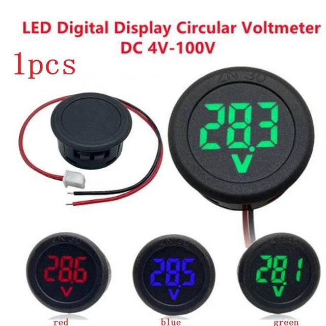LED Digital Display DC 4 100V Two Wire Voltmeter Tester Panel for Car Round