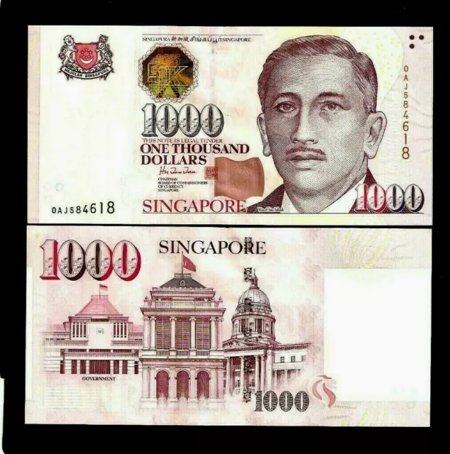 SINGAPORE 1000 1,000 Dollars P-43 1999 Portrait UNC MONEY Richard Hu SIGN NOTE