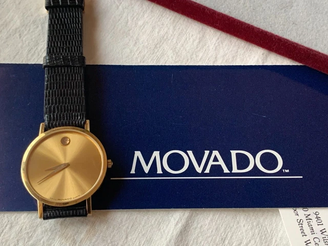 Movado Museum Quartz ref. 87-33-882 cassa placcata oro anno 1986 garanzia box