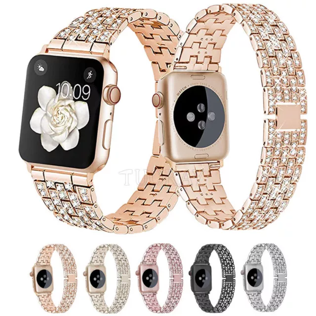 FOR APPLE WATCH Series 8 7 6 5 4 3 SE Ultra 49mm Bling Diamond Metal Band  Strap $16.12 - PicClick AU