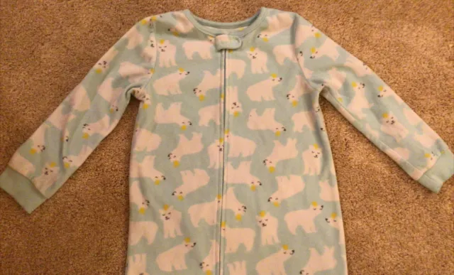 Carter's Toddler Girls Polar Bear Princess Fleece Footed Pajamas Size 5T