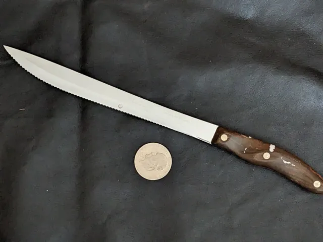 Cutco 1023 Serrated Carving Knife 9" Blade USA Brown Swirl Handle Vintage