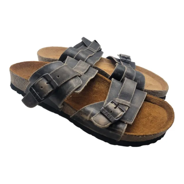 NAOT SHOES UNISEX Size 41 Santa Cruz Vintage Gray Sandals Leather Cork ...