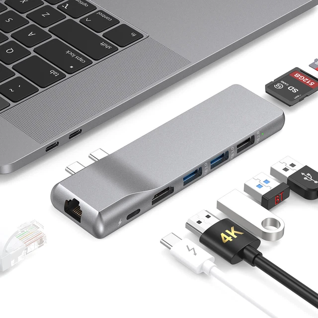 USB C Hub MacBook Pro  with 1Gbps RJ45 Gigabit Ethernet 4K Q9E8