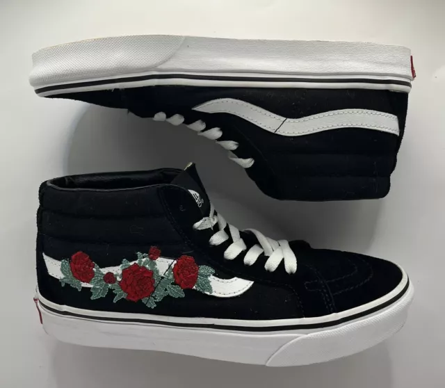 Vans Sk8 Mid Sneakers With Rose Floral Embroidery Men’s 5.5 Women's 7