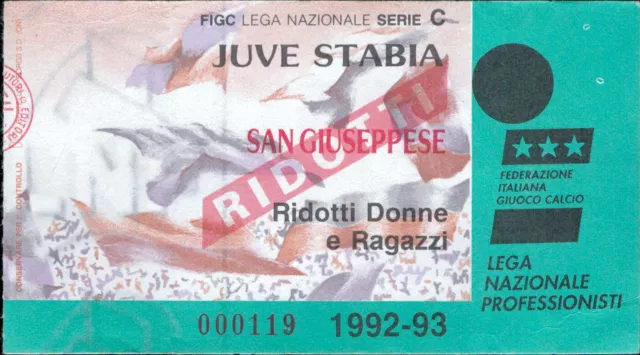 bl130  biglietto calcio ticket  juve stabia - san giuseppe 1992-93