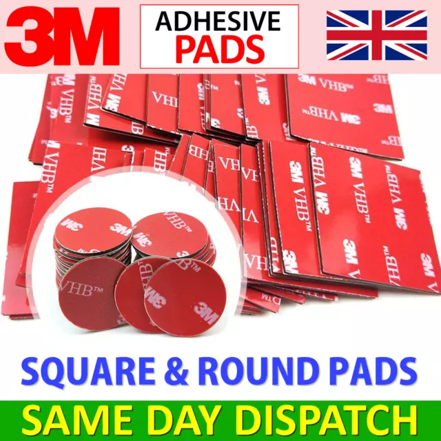 3M Strong Double-Sided Sticky Pads (10 Pack) Square & Round Heavy