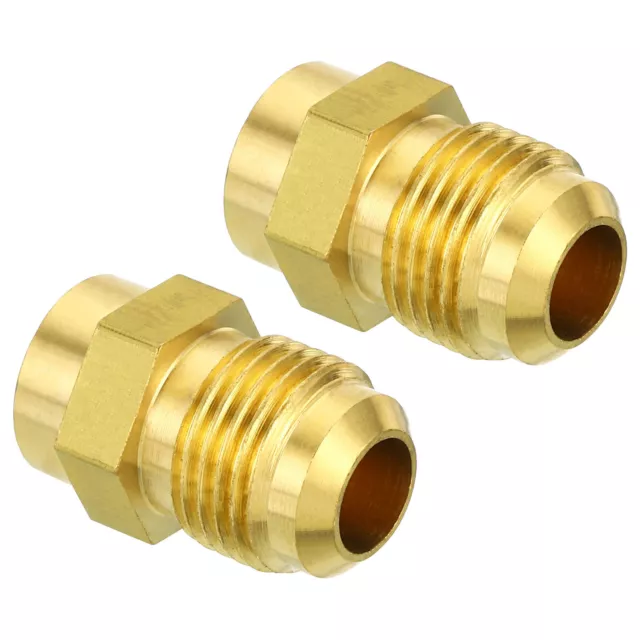 2pcs 3/8 SAE Male Thread Brass Flare Tube Fitting Pipe Adapter Connector