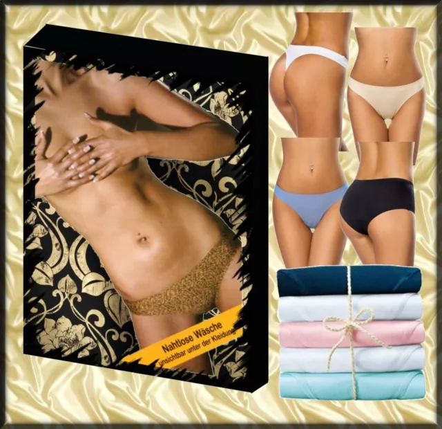 #35| sexy mix di stringhe - confezione da 6 microfibra seamless - nero-pelle-bianco - taglia S