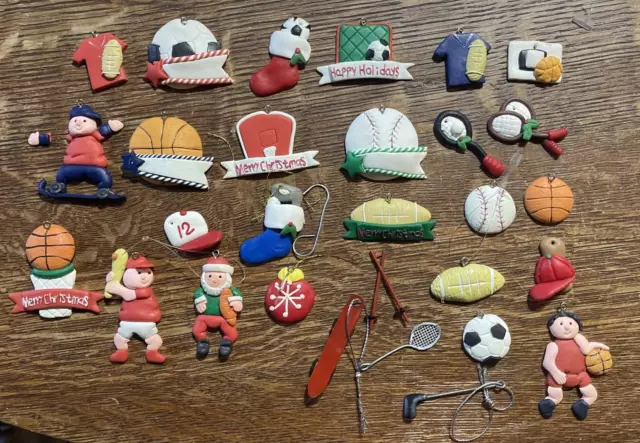 Christmas Mini Ornaments Polymer Clay Colorful Set over 20 sports Vintage