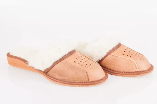 Lady Women Sheepskin 100% Leather Slippers Wool Shoes Size 3 4 5 6 7 8 Flip-Flop