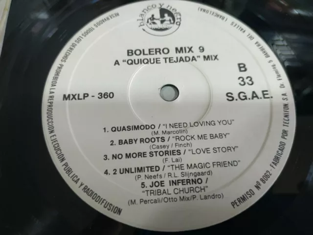 BOLERO MIX 9 A Tejada Quique Mix Spain Edition 1992 - LP vinyl 12 " VG/VG - 4T 3