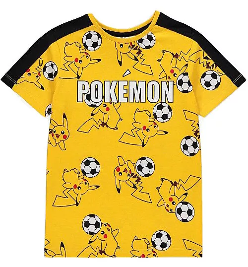 Maglietta Pikachu Pokemon Ragazzi/Bambini Calcio Gialla TOP George Nuova 13-15 anni