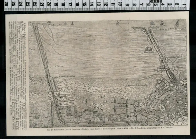 G59 / Gravure 1860 /  Plan Des Ecluses Et Du Canal De Dunkerque