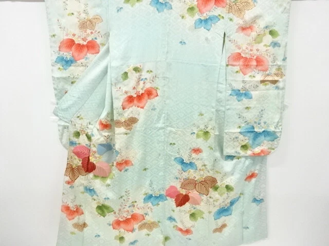 6798150: Japanese Kimono / Antique Furisode / Embroidery / Paulownia