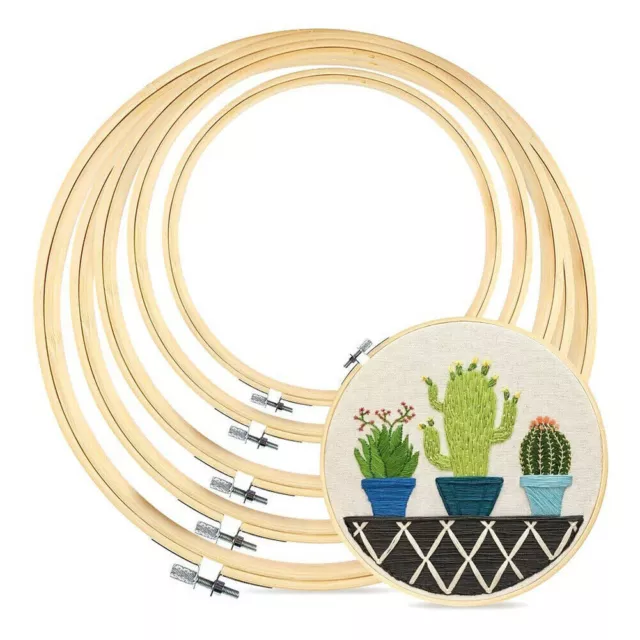 1x Embroidery Hoops Bamboo Circle Cross Stitch Hoop Ring Set for Art Craft