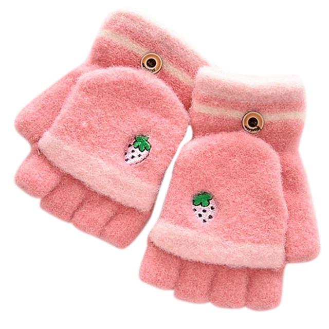 1 paio di guanti decorativi ricamati bambini invernali pugni cartone animato