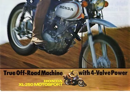 1973 HONDA XL250 MOTOSPORT OFF ROAD BIKE 2 page Motorcycle Sales Brochure NOS