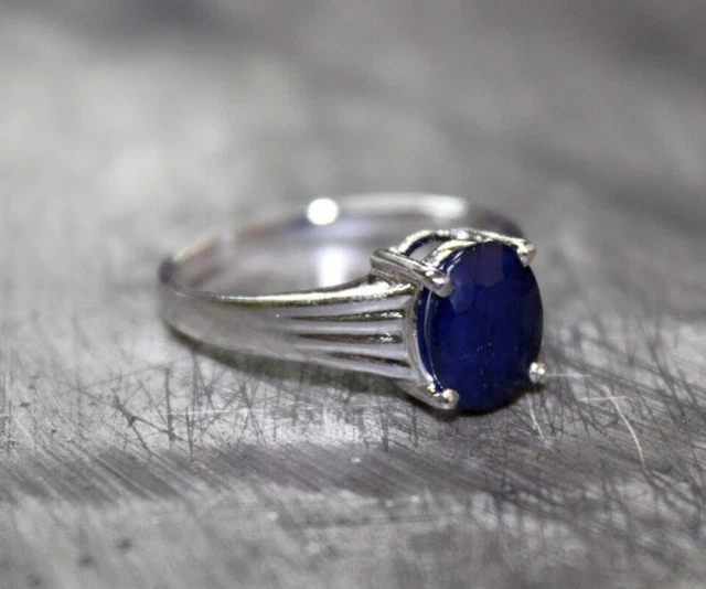Birthday Gifts Ring 4ct Oval Cut VVS/D Simulated Sapphire 14k White Gold Plated