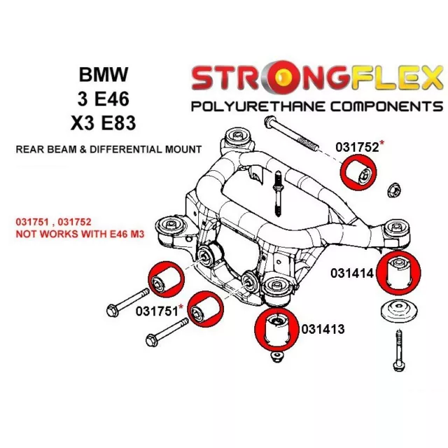 BMW Z4 E85/E86/M3/E89 Kit de silent bloc de fixation de sous-châssis arrière 2