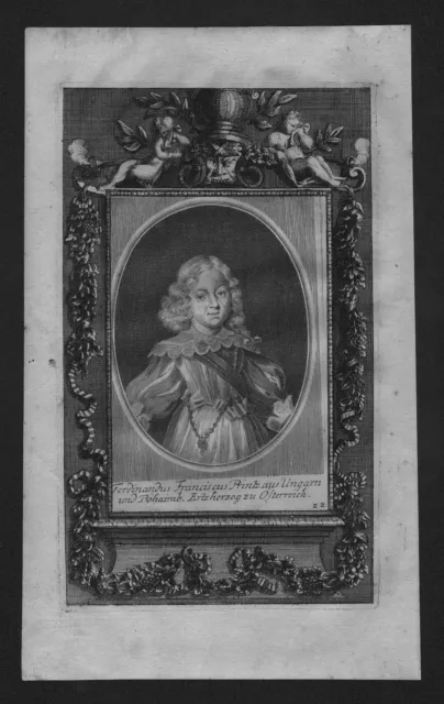1720 - Franz Ferdinand von Österreich-Este Kind engraving Kupferstich Portrait