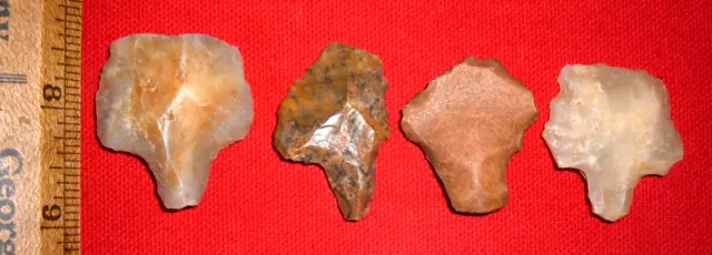 (4) Aterian Early Man Points (30K-100K BP) Ancient African Artifacts