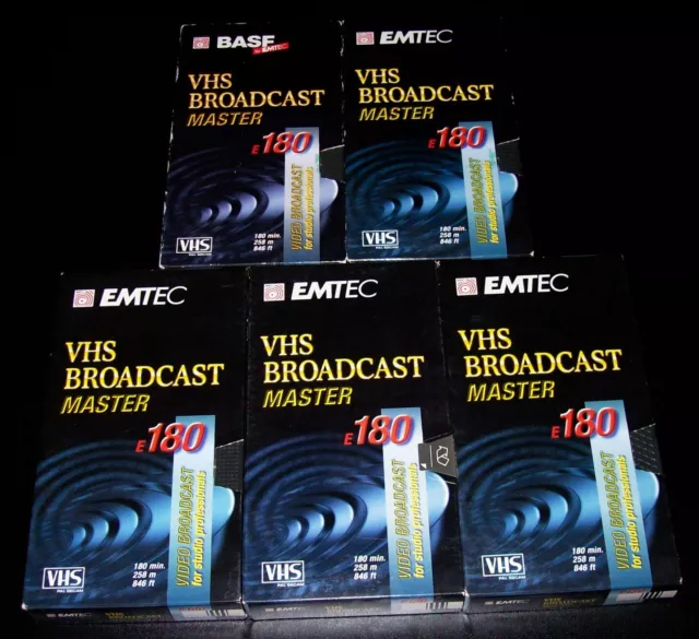 5 EMTEC BASF BROADCAST MASTER E-180 PROFESSIONAL VHS Video-Kassetten PROFI-TAPES 2