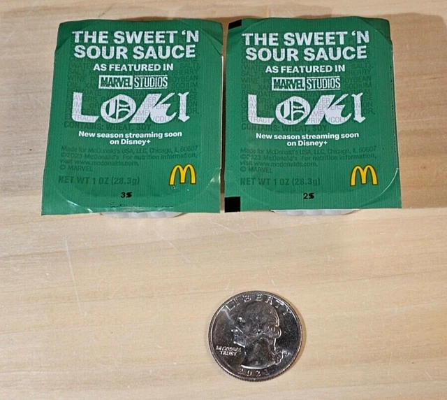 (2) MCDONALD’S X MARVEL LOKI The SWEET and SOUR SAUCE Packets SHIPS