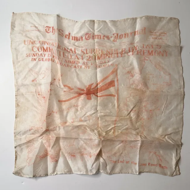 Vintage Silk Scarf WW2 V-Day The Selma Times Collectable