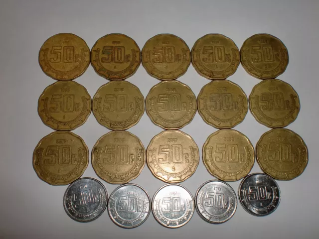 Mexico Coin Lot Of  20  " 50 Centavos "  Coins - 1992-2014 - No Duplicates -