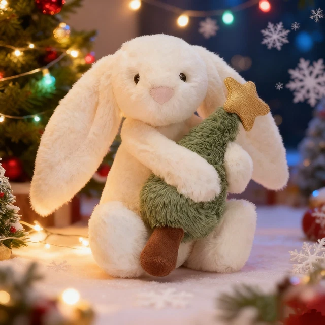 Jellycat Bashful Bunny with Christmas Tree