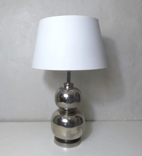 Lustre design en métal chromé et laiton, années 70