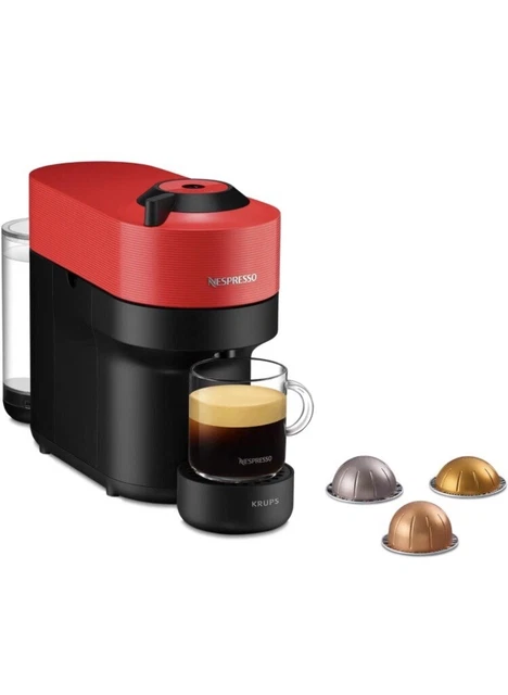 Cafetière à Capsules Machine à Café 4 Tailles de Tasses Expresso Long Rouge