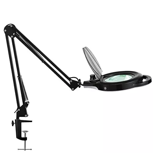 10X Magnifying Lamp with Clamp, 2200 LM Super Bright and Stepless Dimming Mag...