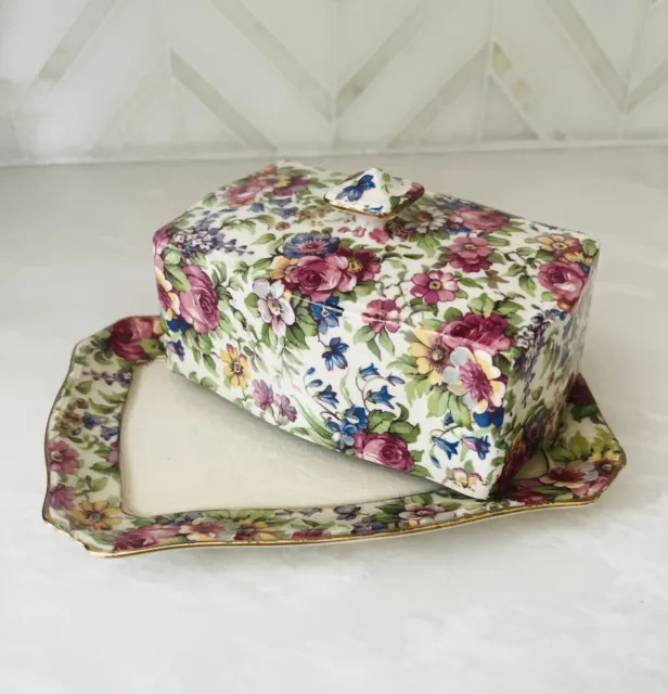 ROYAL WINTON GRIMWADES “ Summertime” Pattern , Floral Chintz Cheese Butter Dish!