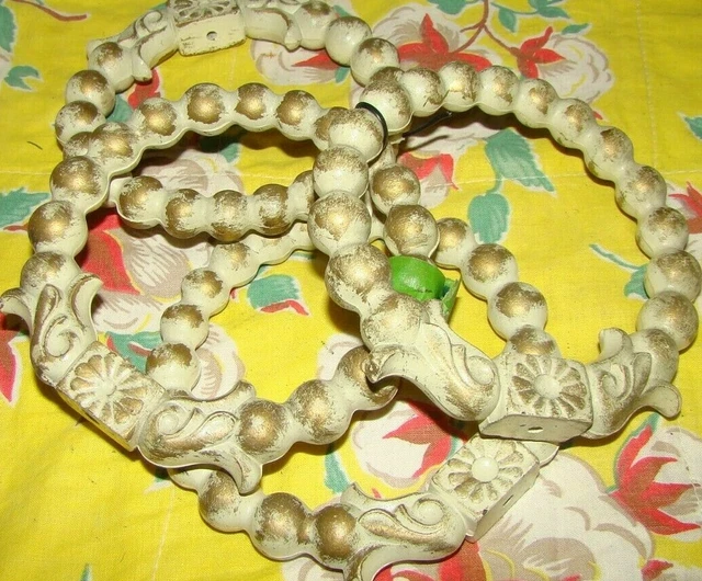 5 Vintage GOLD Plastic Rings ~ CURTAIN TIE BACKS~Mid-Century