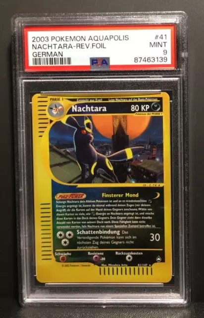 Nachtara Reverse Holo | Aquapolis | PSA 9 Mint | Deutsch | Umbreon | Pokemon