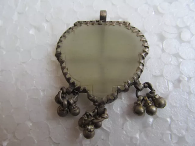 Old Vintage Original Tribal Grey Jade Gem Stone Indian Sliver Amulet Pendant