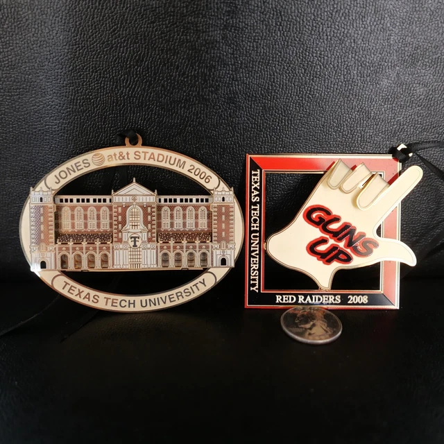 TEXAS TECH JONES AT&T STADIUM 2006 & Guns Up 2008  OFFICIAL XMAS ORNAMENT Lot !!