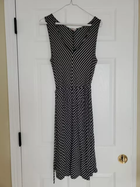 🌹Merona Women's Sleeveless maxi Dress V Neck Black Striped Jersey Knit Size M🌹