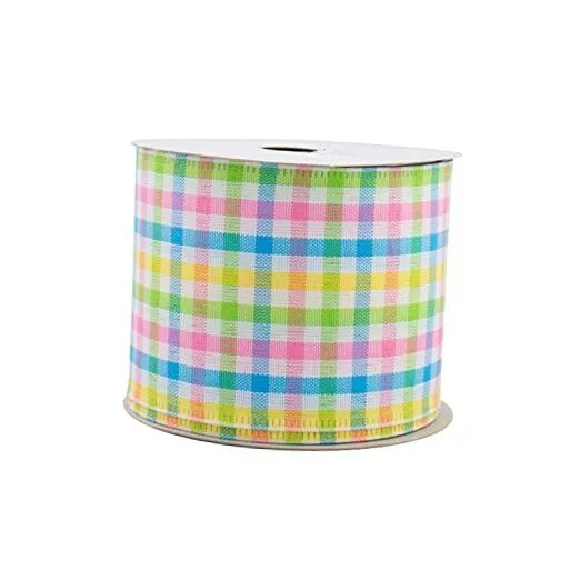 Easter Wired Ribbon - 2 1/2" x 10 Yards, 2.5 Inch x 10 Yards Pastels Gingham