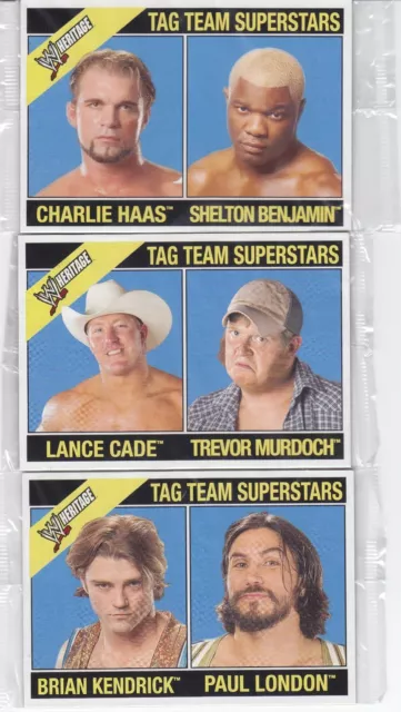 WWE Topps Heritage III COMPLETE BOX TOPPER "JUMBO" 3 CARD SET (Rare!) 2007