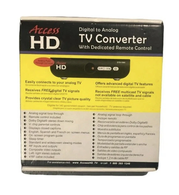 Access HD Digital To Analog TV Converter With Remote Control. Model DTA1080D
