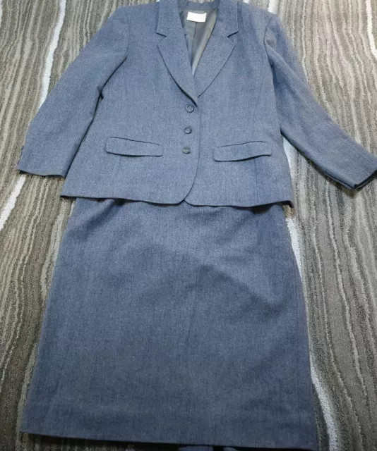 Vintage Pendleton Women’s Size 10 Pure Wool Gray Suit Jacket Skirt Set USA