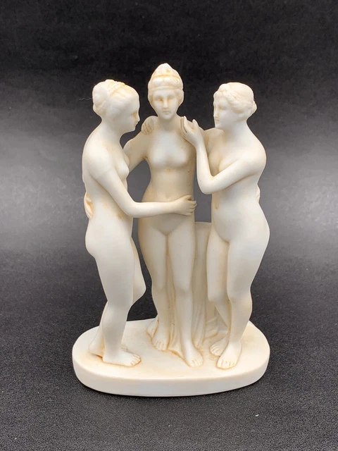 Groupe en biscuit porcelaine "Les Trois Grâces" DLG de Canova Vintage statuette